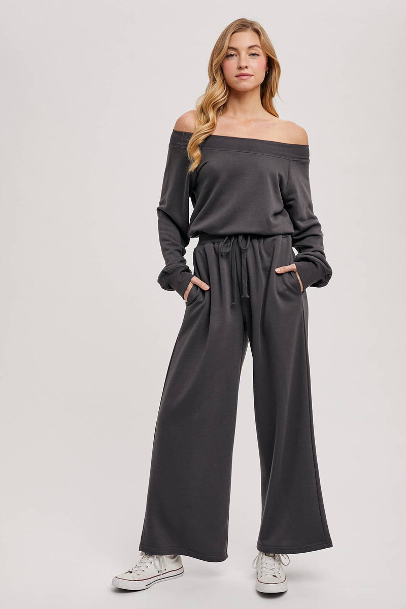 OFF THE SHOULDER JUMPSUIT: