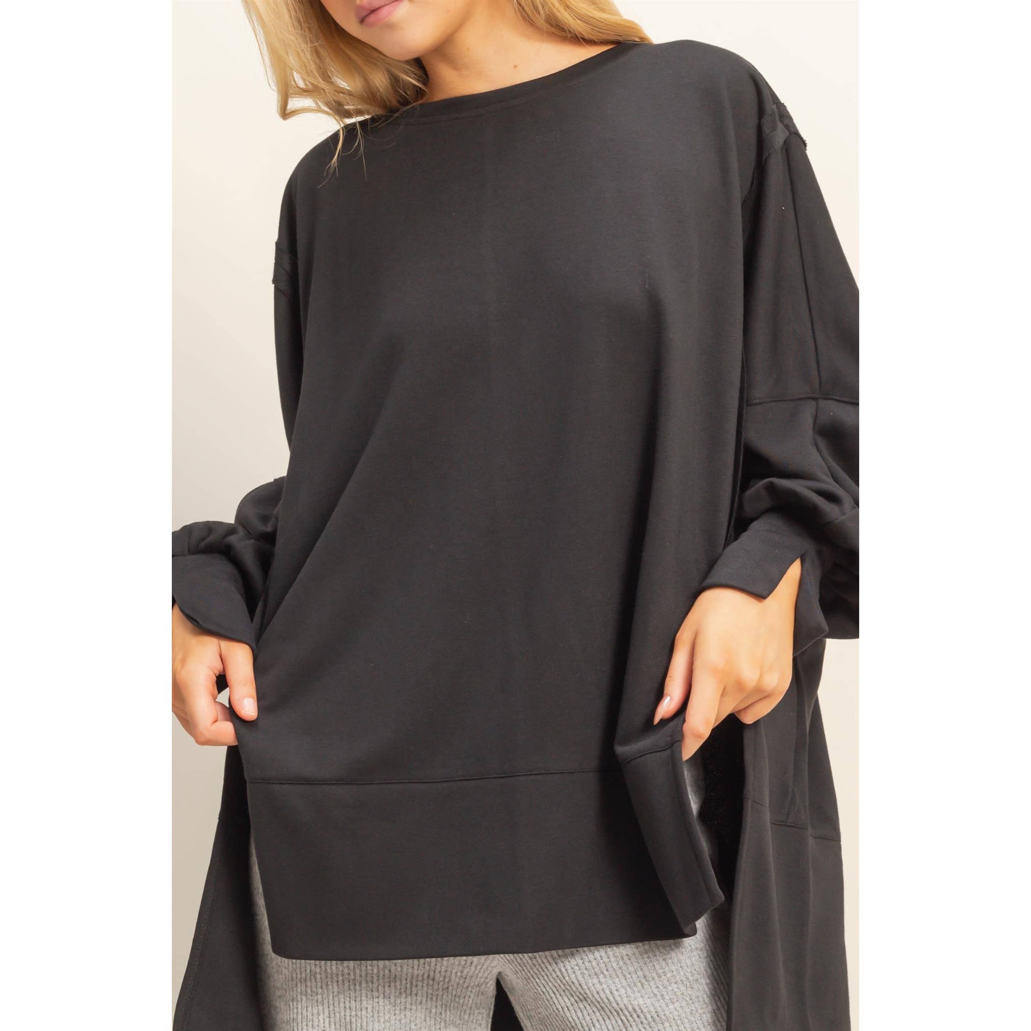 Unique Cuff Top:Black