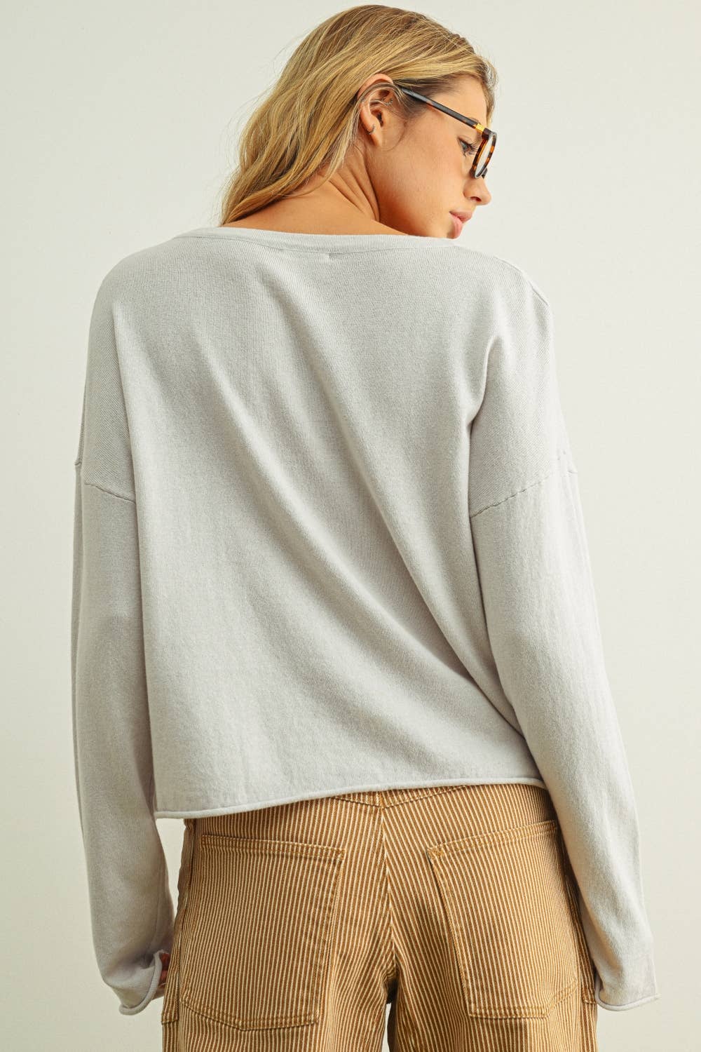 Rolling Hem Top: Off White