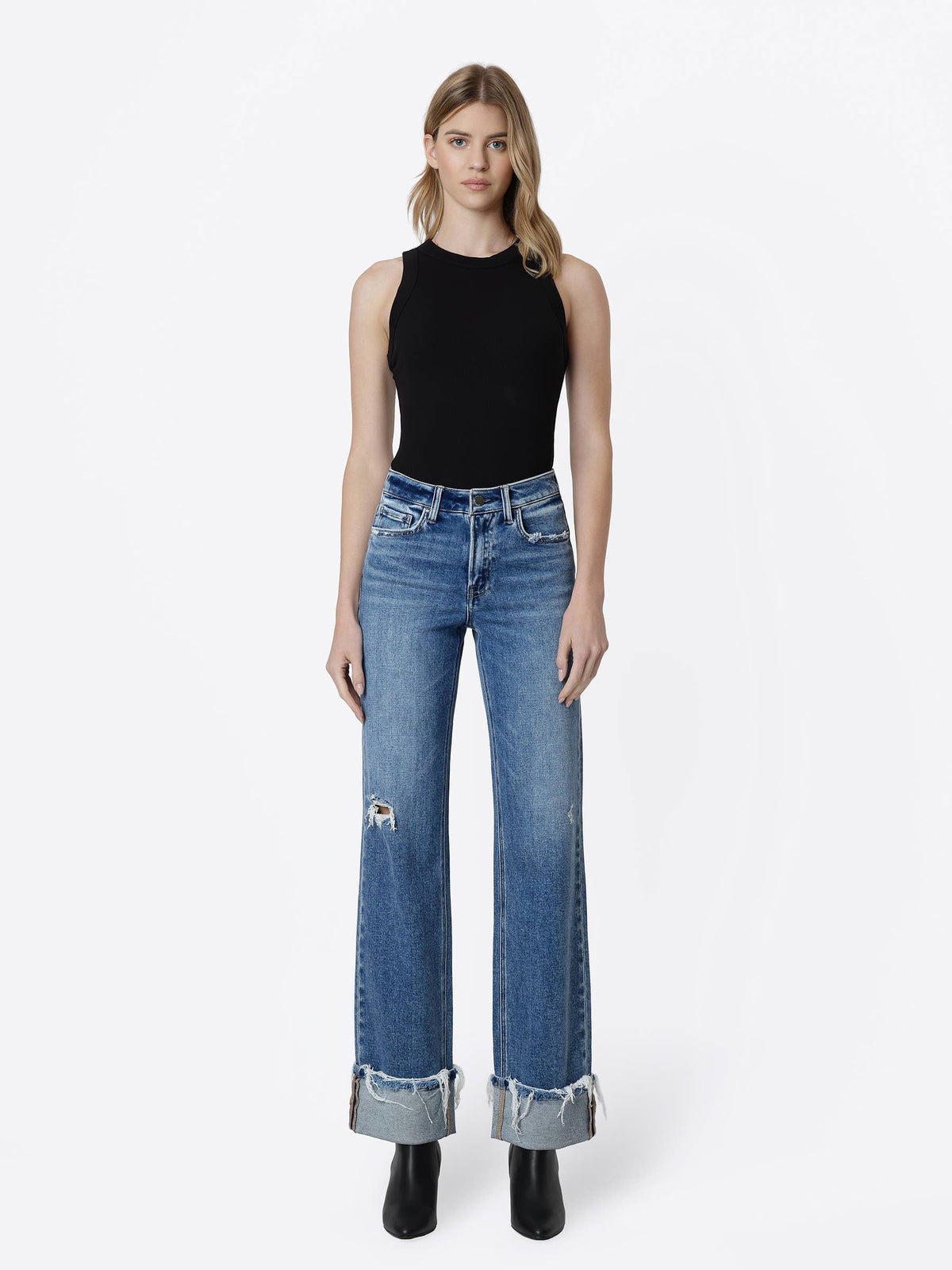 Distressed Cuffed Jeans
