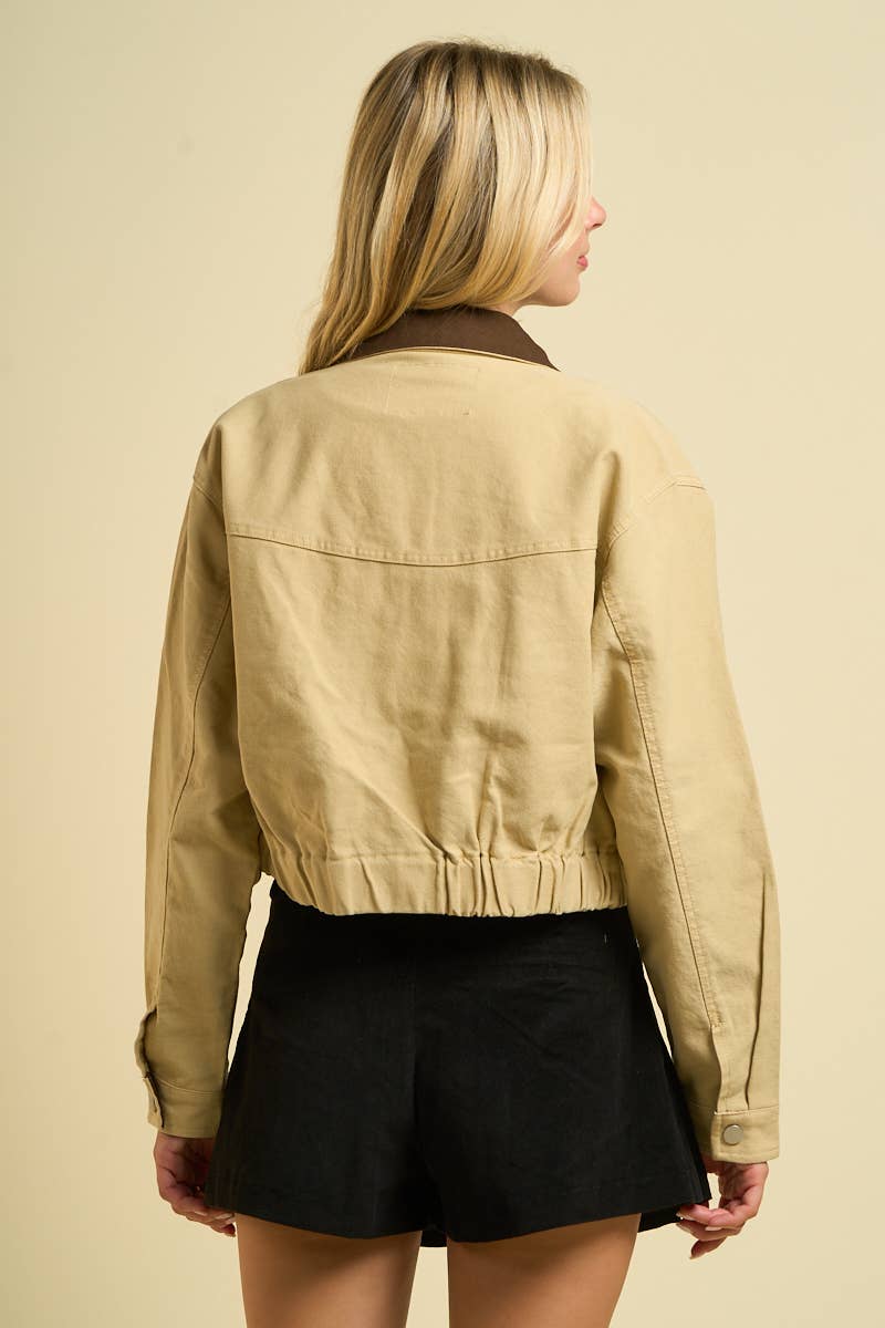Contrast Utility Jacket: Khaki