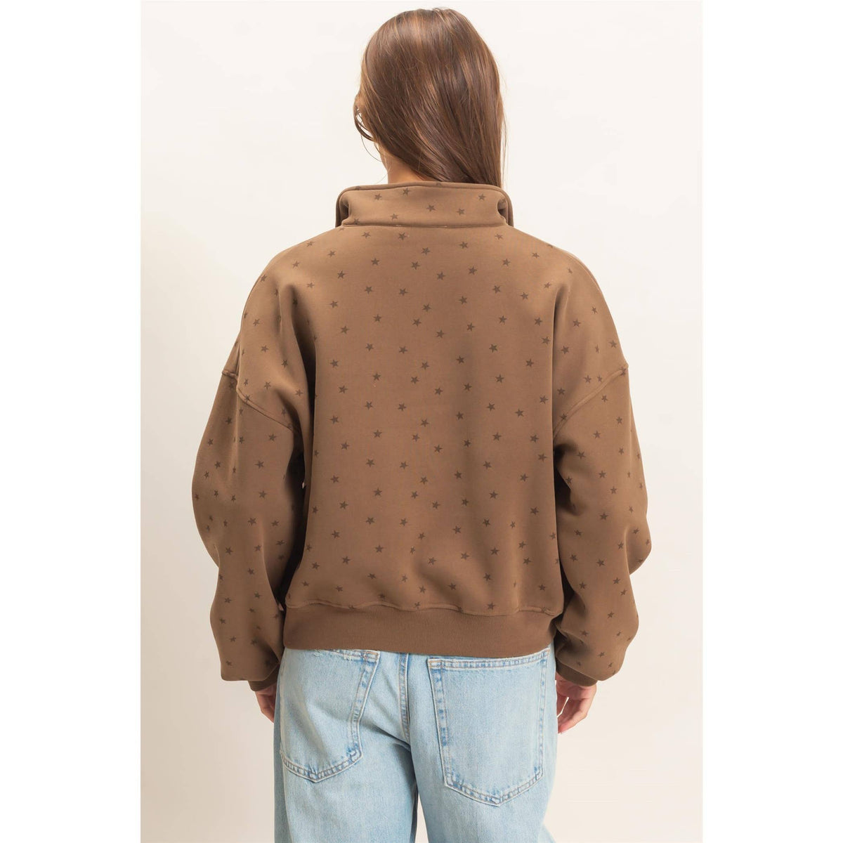 Star Print Sweatshirt: Mocha
