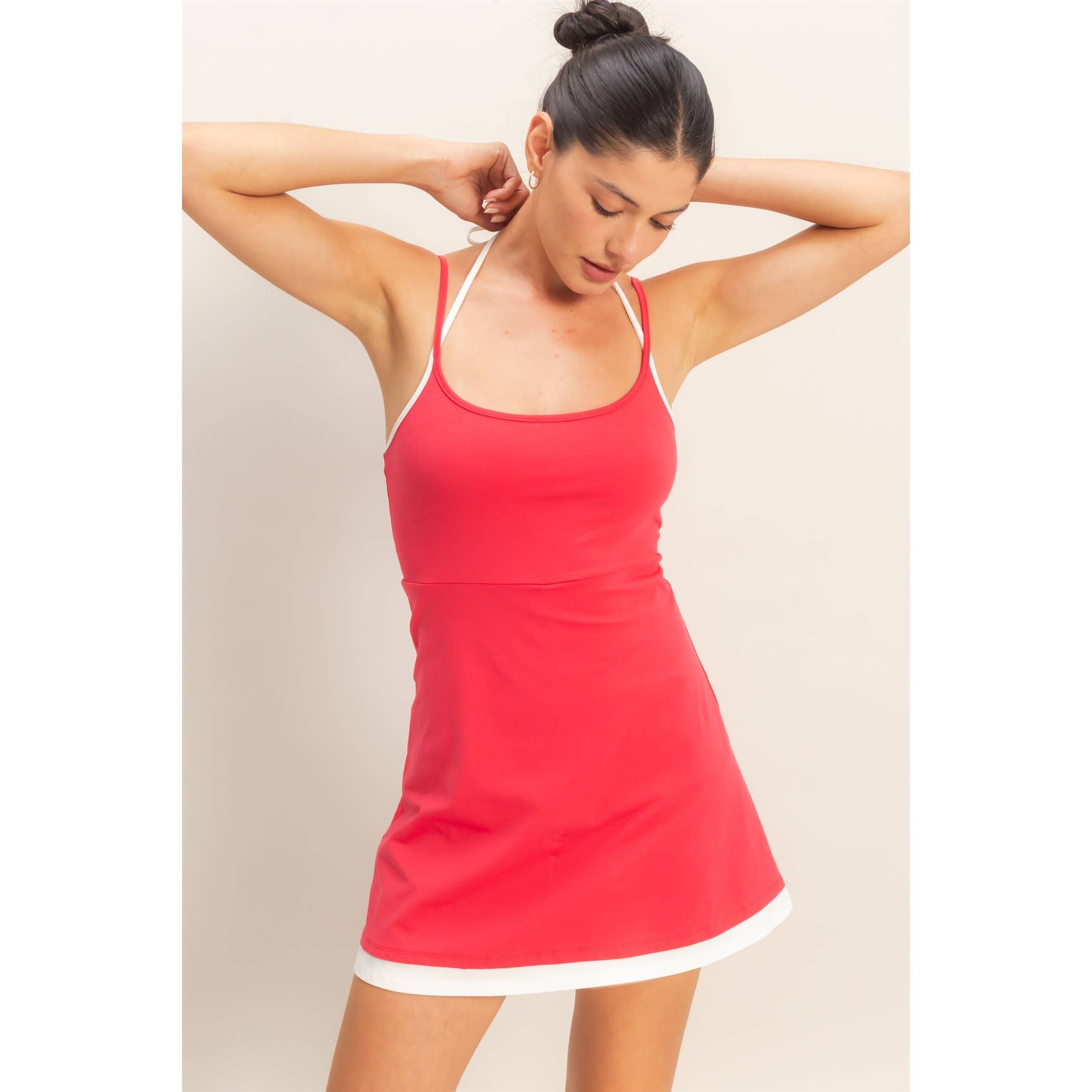 Athletic Mini Dress:Red