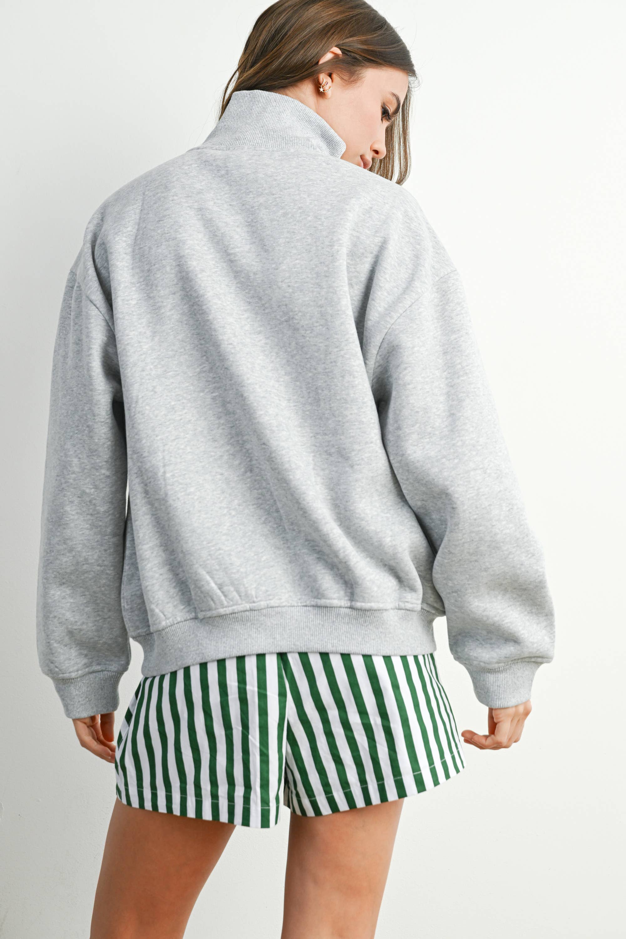 USA Quarter Zip Top: Grey