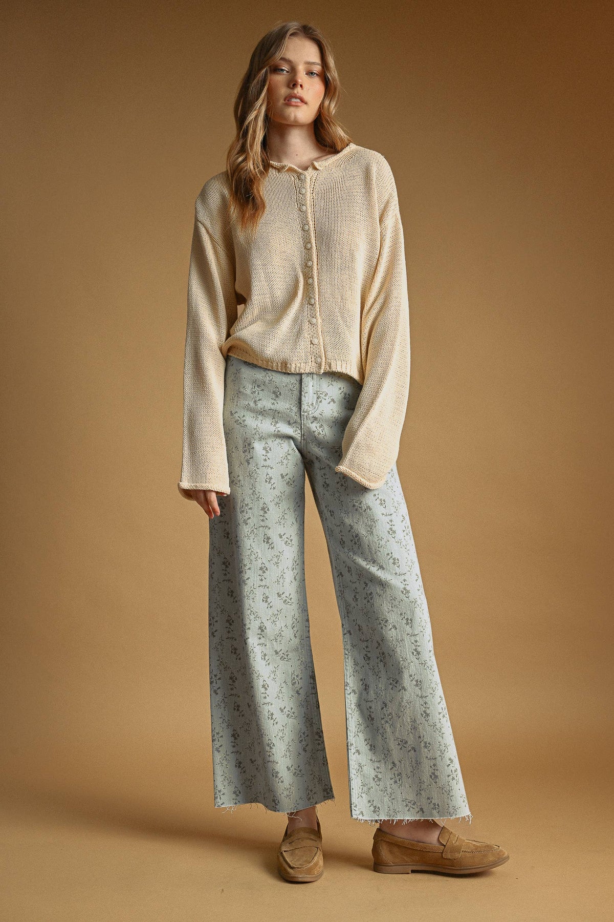 Floral Stretched Pants: Blue Haze