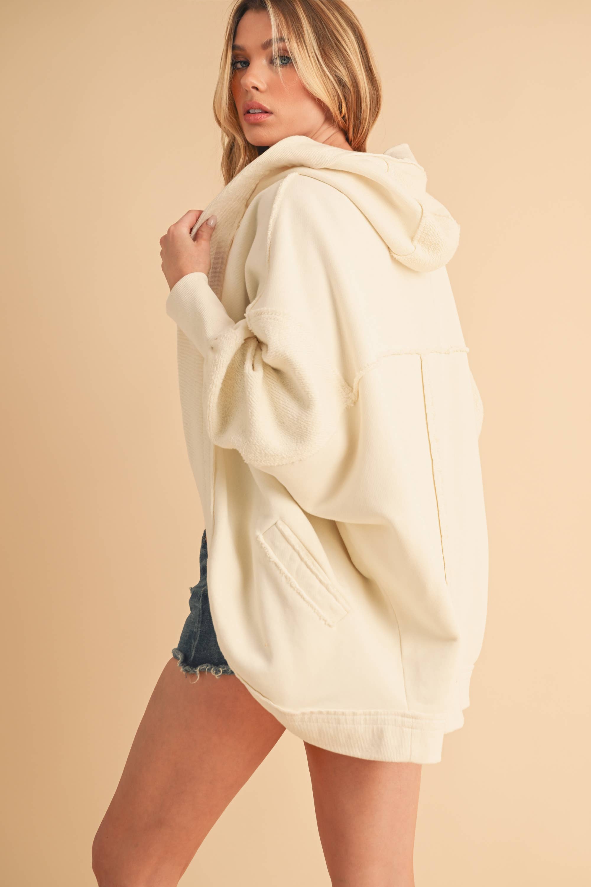 Janely Hooded Cardi: White