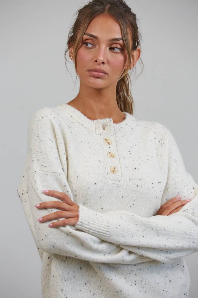 Honey Slouchy Henley Sweater