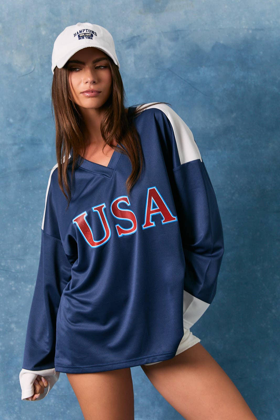 USA Oversized Jersey: Navy-White