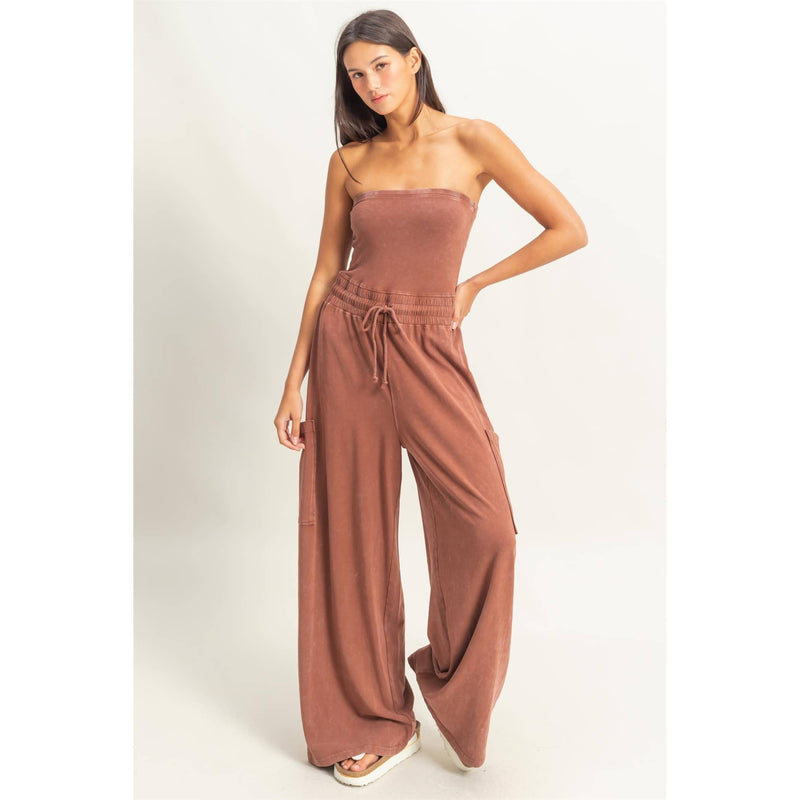 Tube Top Jumpsuit:BLACK