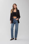 Linen Cuff Blazer: NATURAL