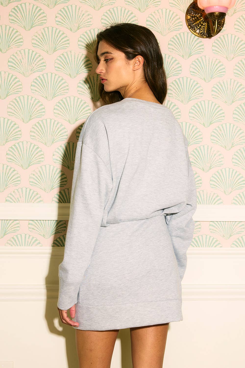 Asymmetric Hem Mini Dress: Grey