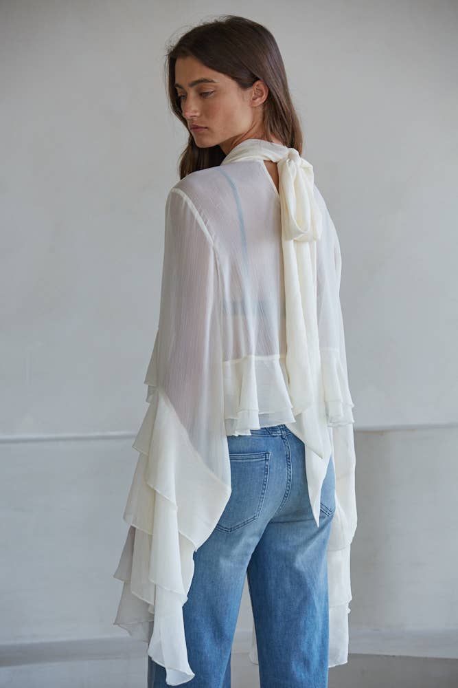 Chiffon See Through Top: Cream