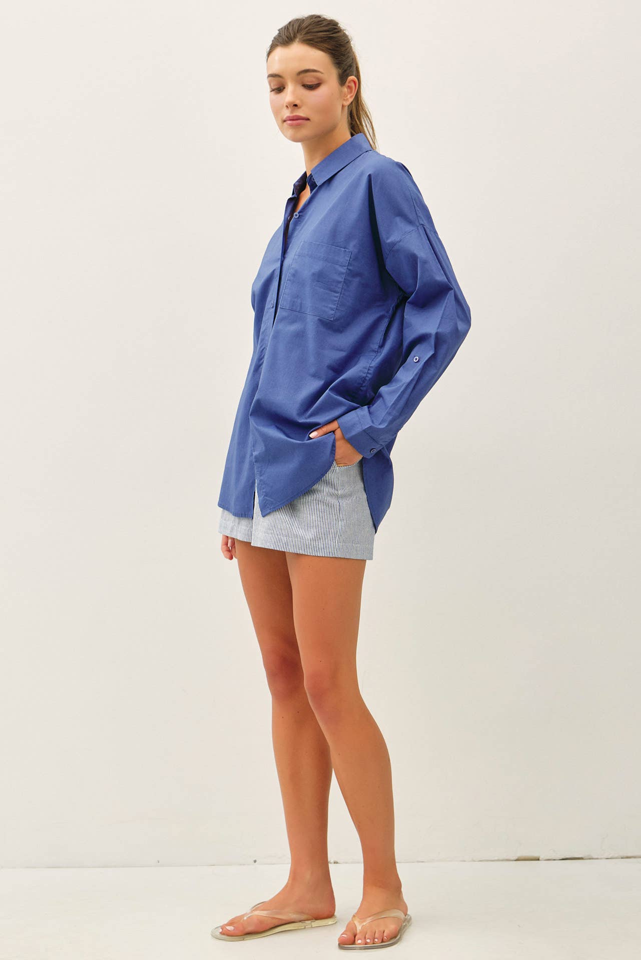 Kolly Oversized Button Up: Denim