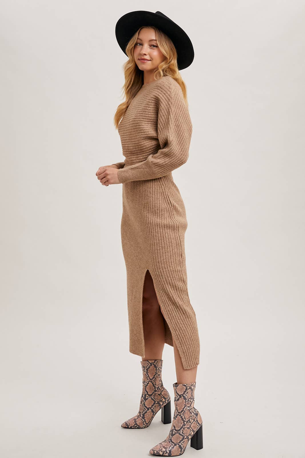 Off Side Sweater Dress: Oatmeal