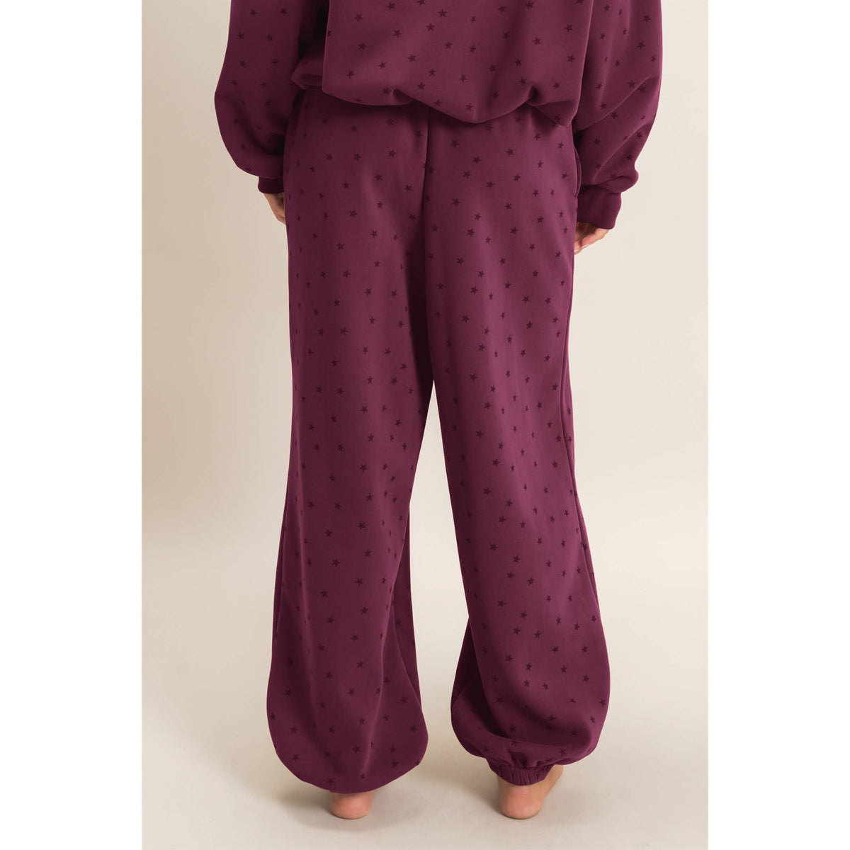 Star Print Jogger: Cherry