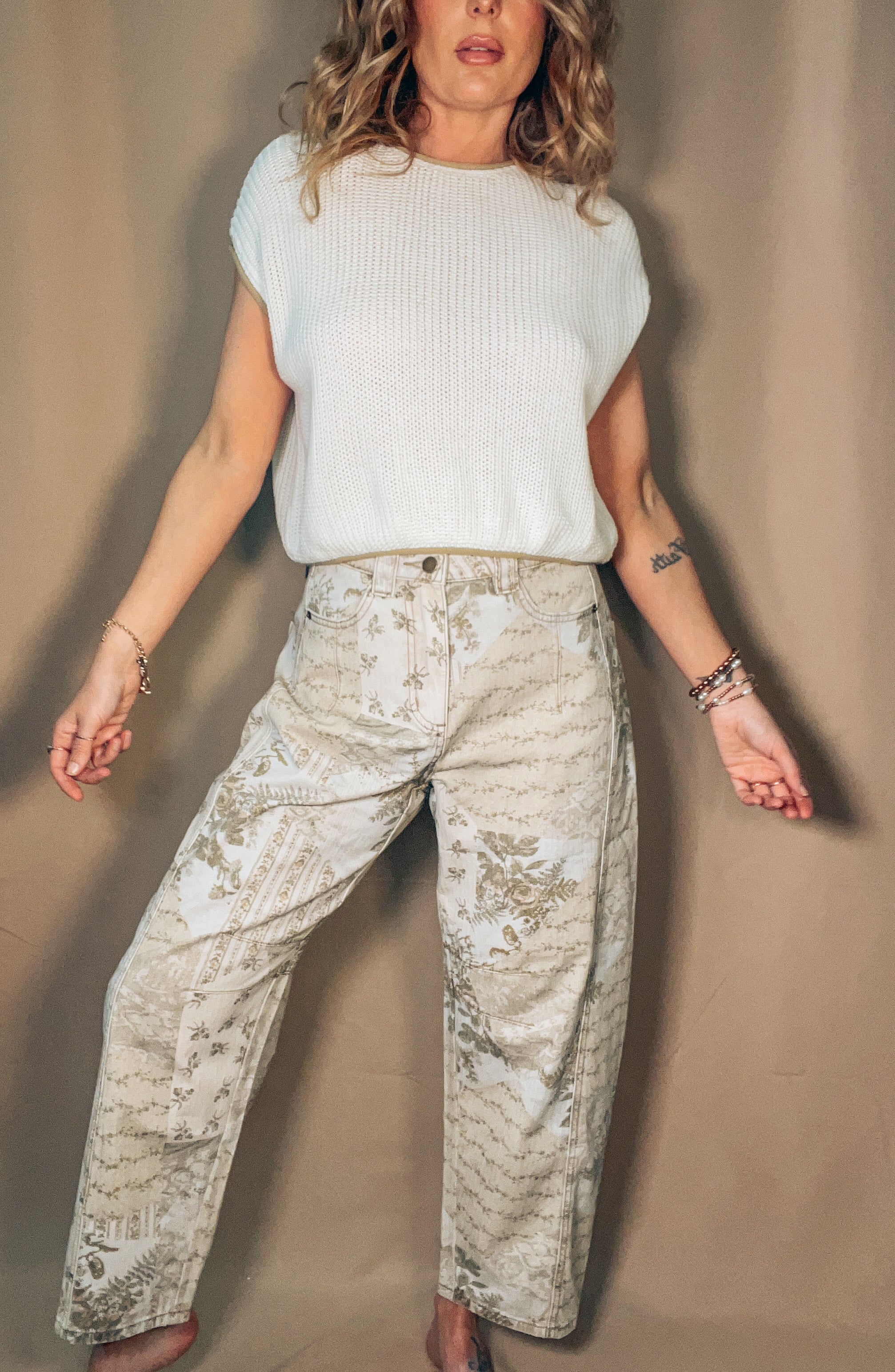Multi Print Barrel Pants: Multi
