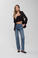 Linen Cuff Blazer: NATURAL