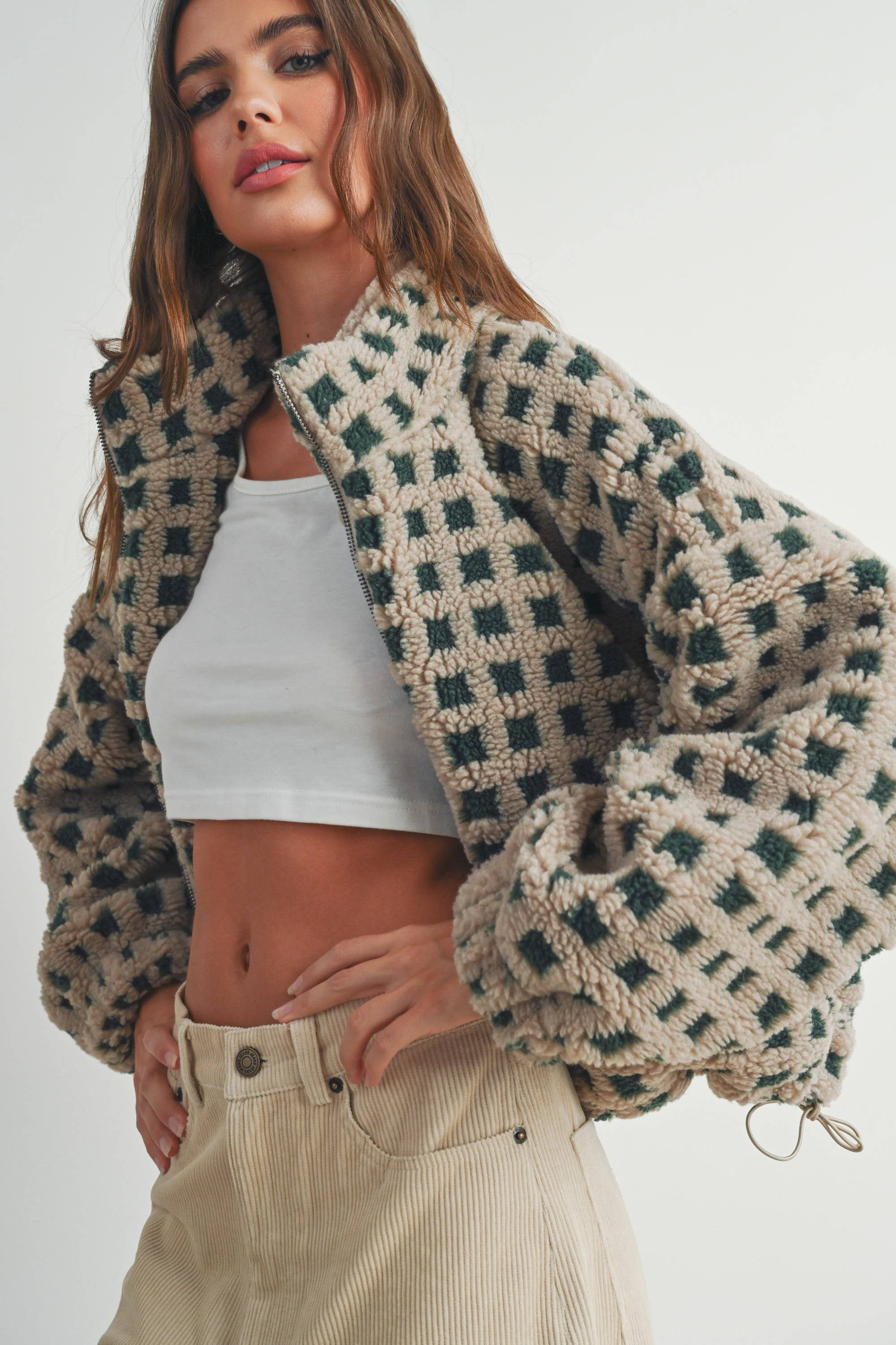 Fuzzy Sherpa Jacket: Taupe