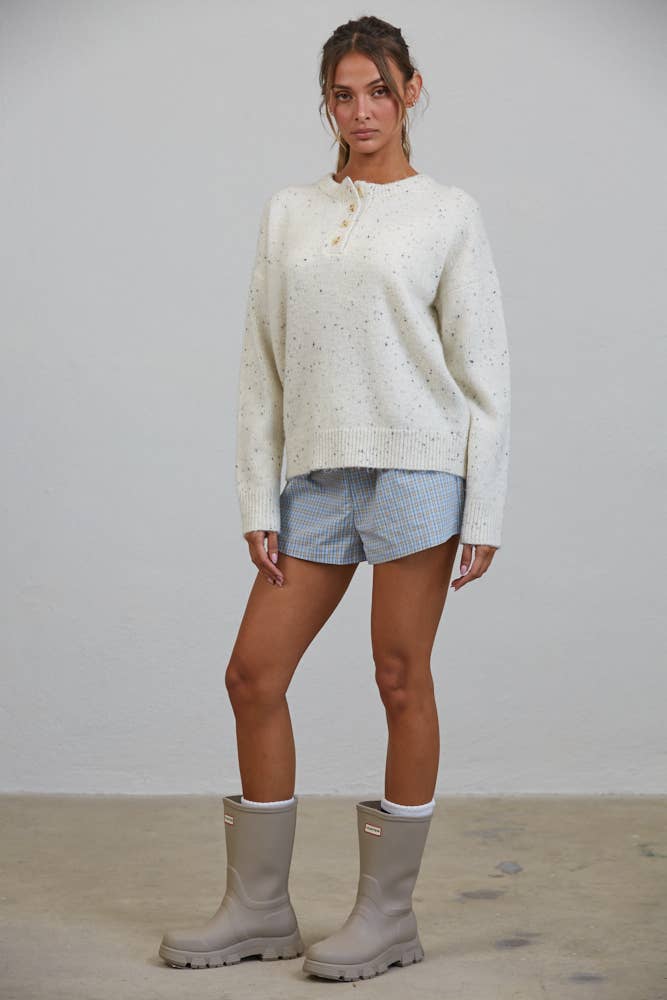 Honey Slouchy Henley Sweater