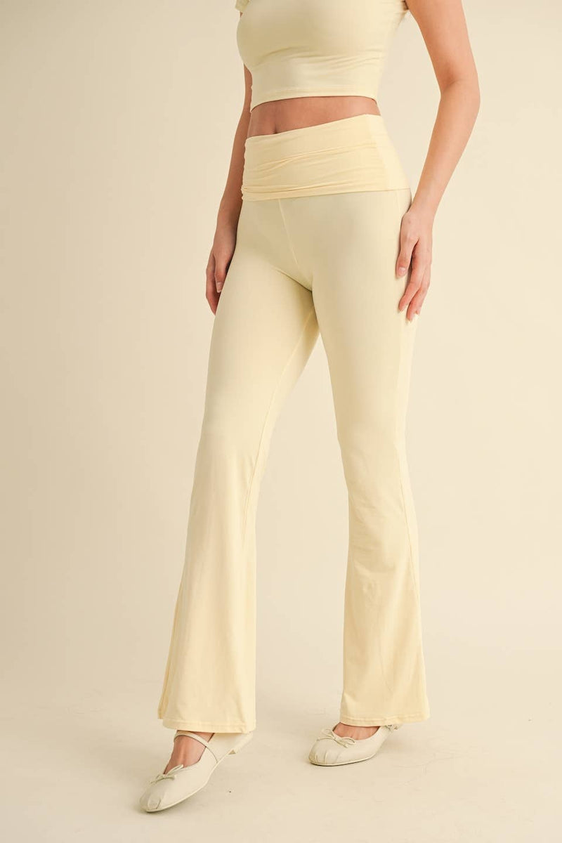 Foldover Flare Pants:Choc.