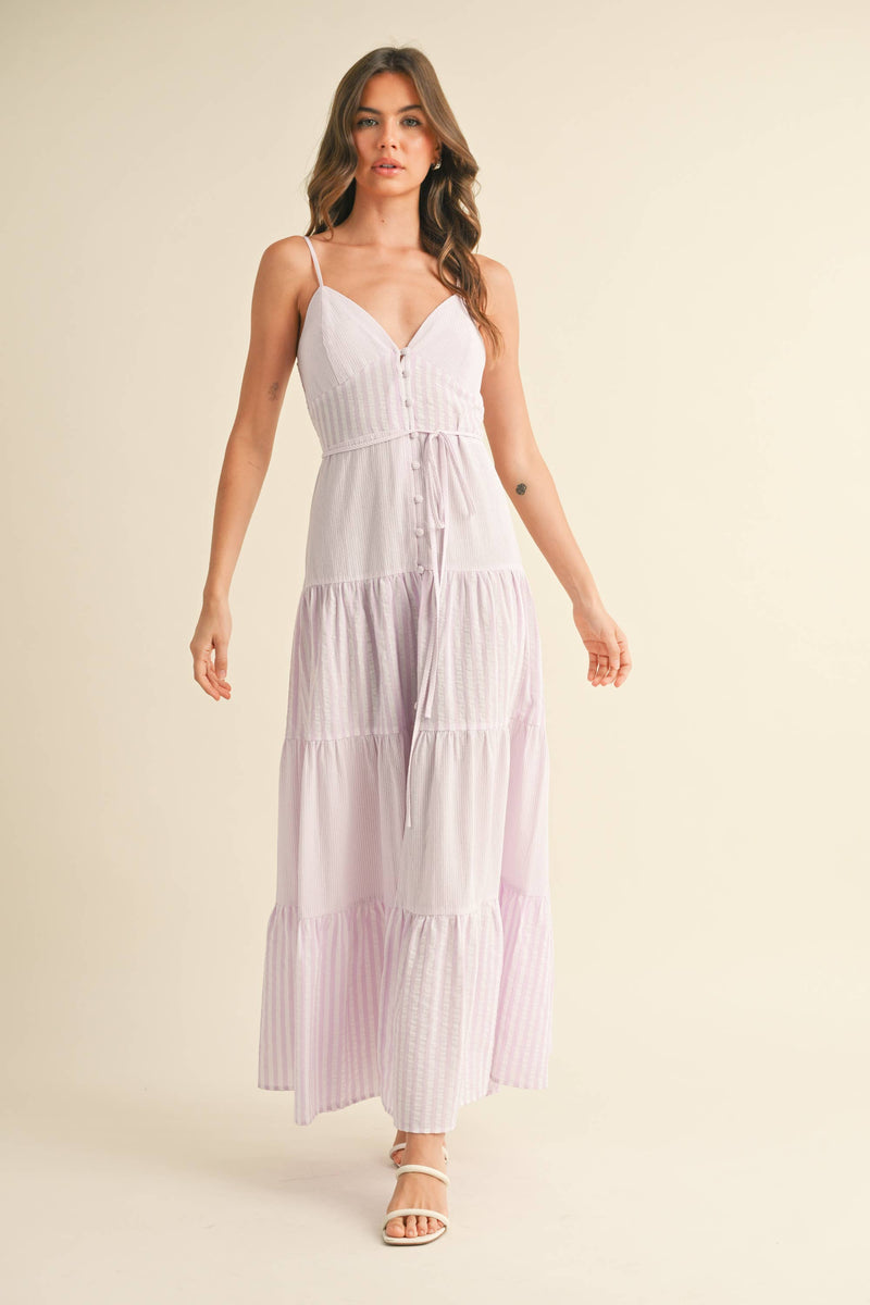 Striped Maxi Dress: LAVENDER