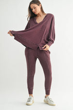 Waffle Knit Oversized:PLUM