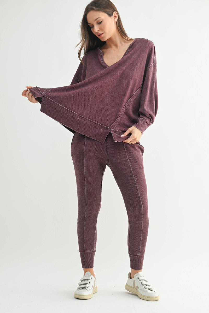 Waffle Knit Oversized:PLUM