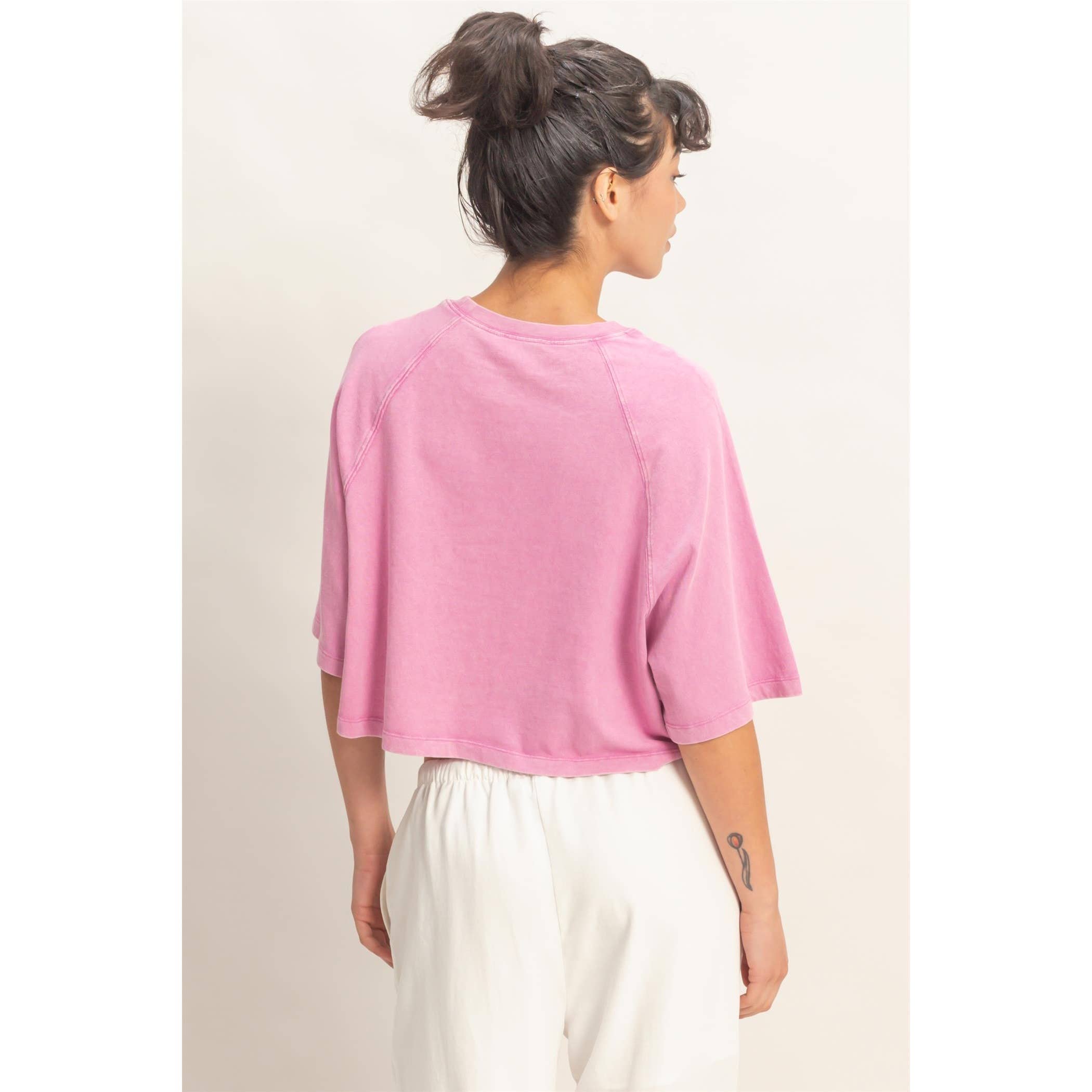 Mineral Washed Tee: Fuchsia
