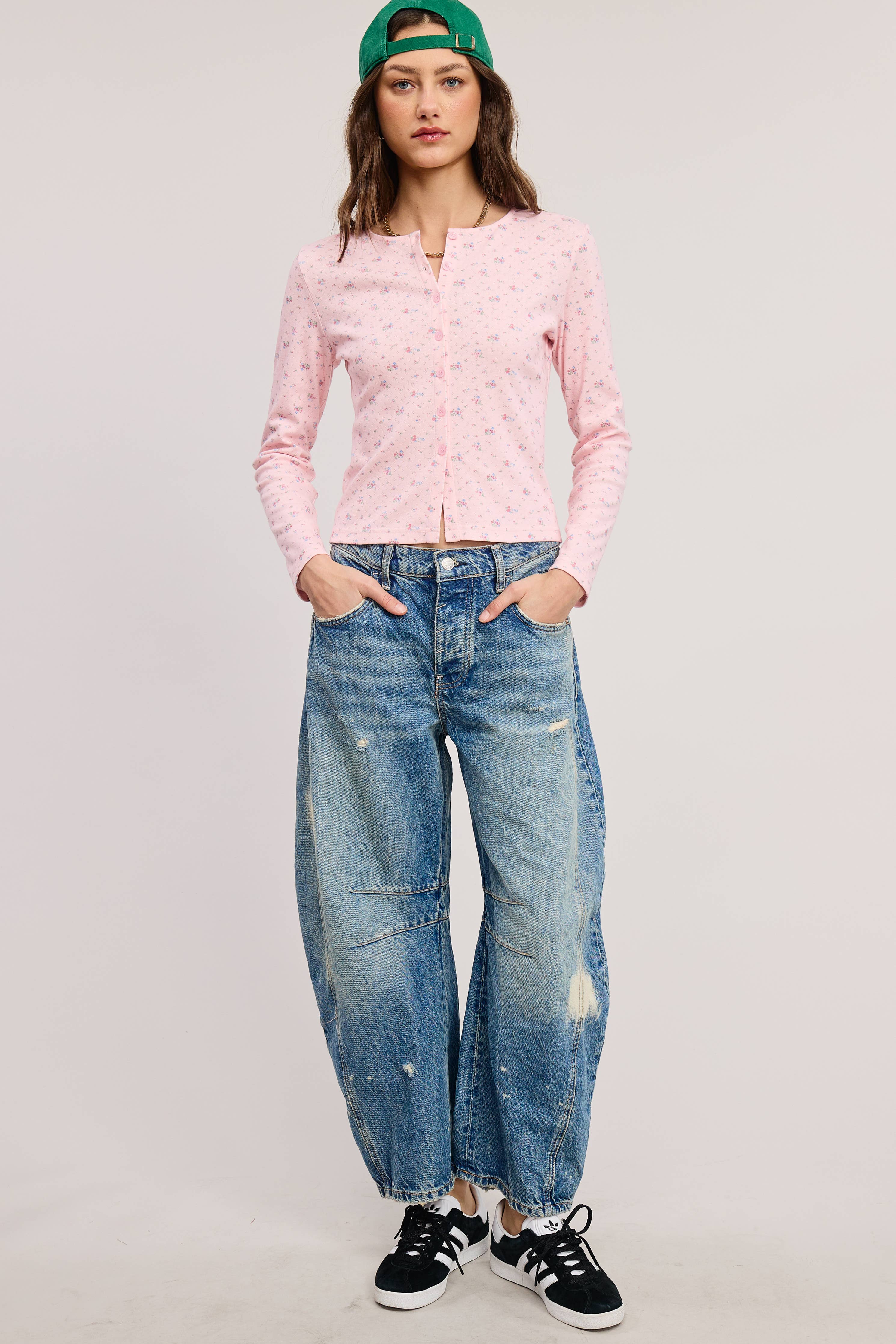 Floral Print Cardigan: Pink