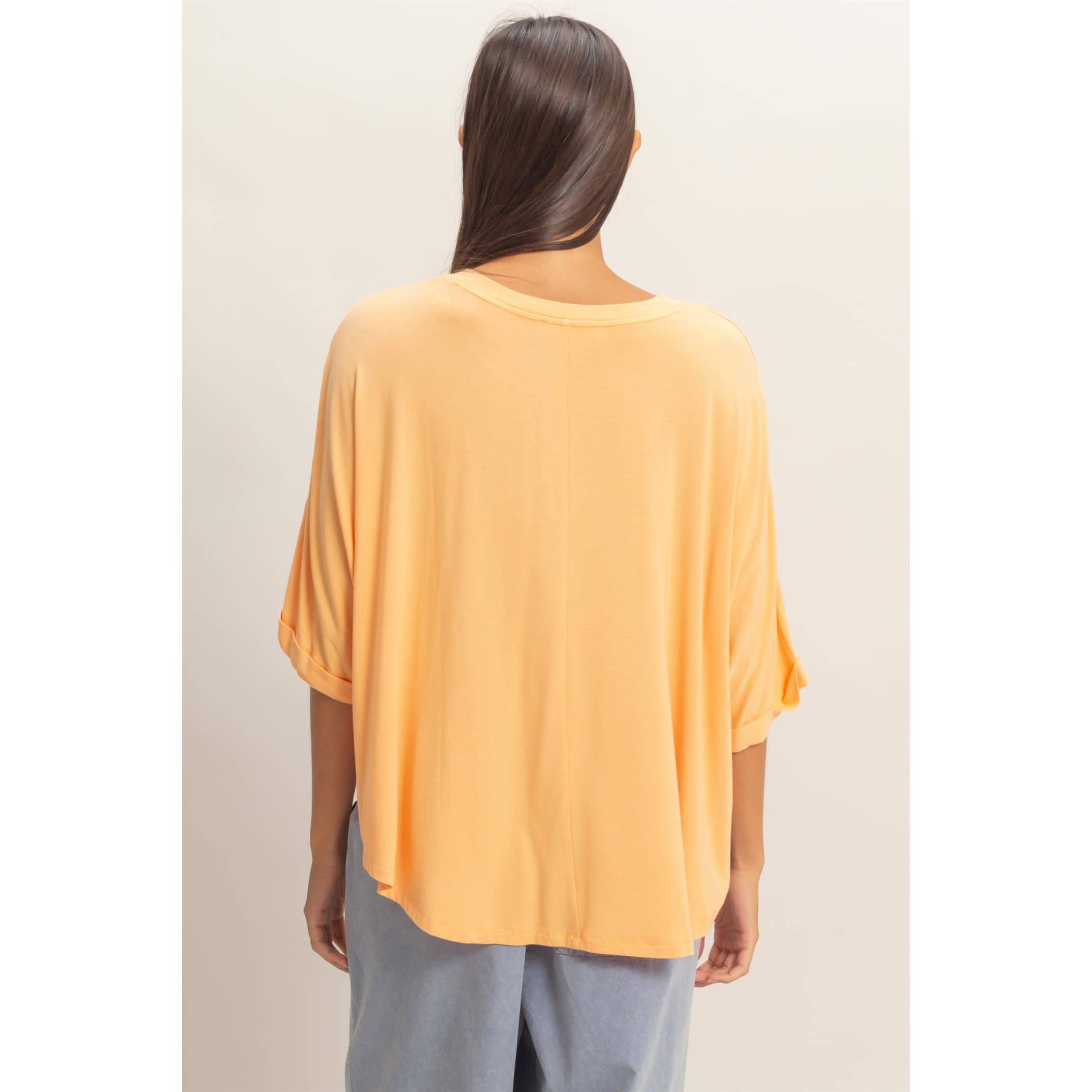 Batwing Sleeve Top: Apricot