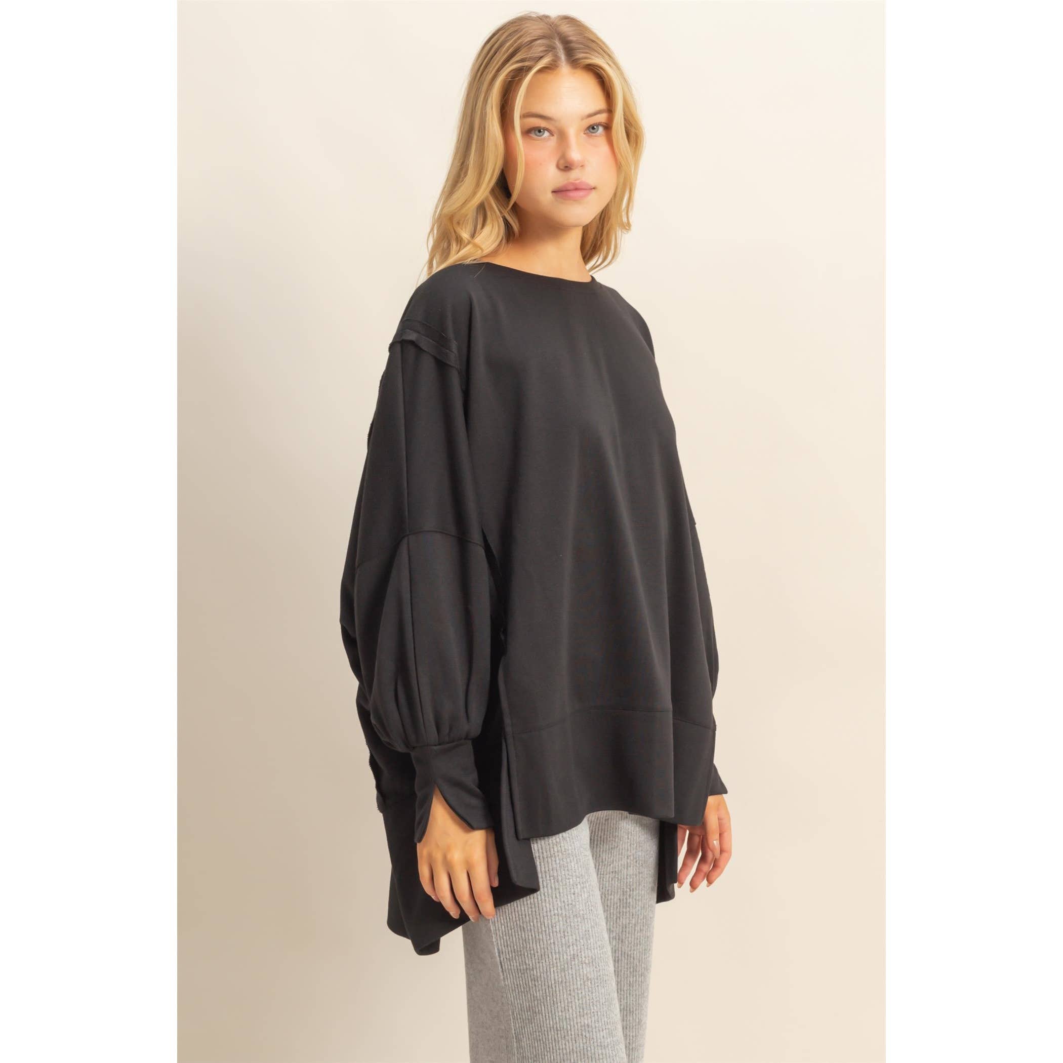 Unique Cuff Top:Black
