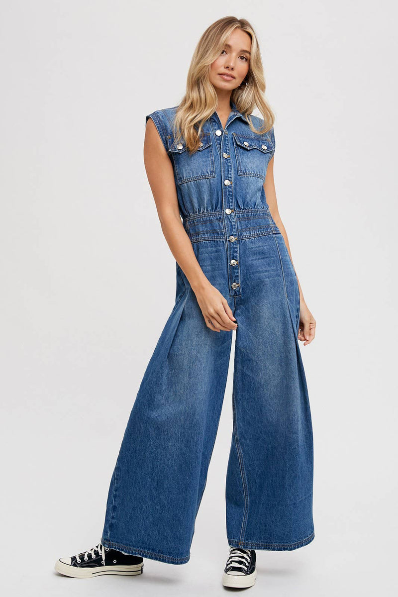 Denim Sleeveless Jumpsuit