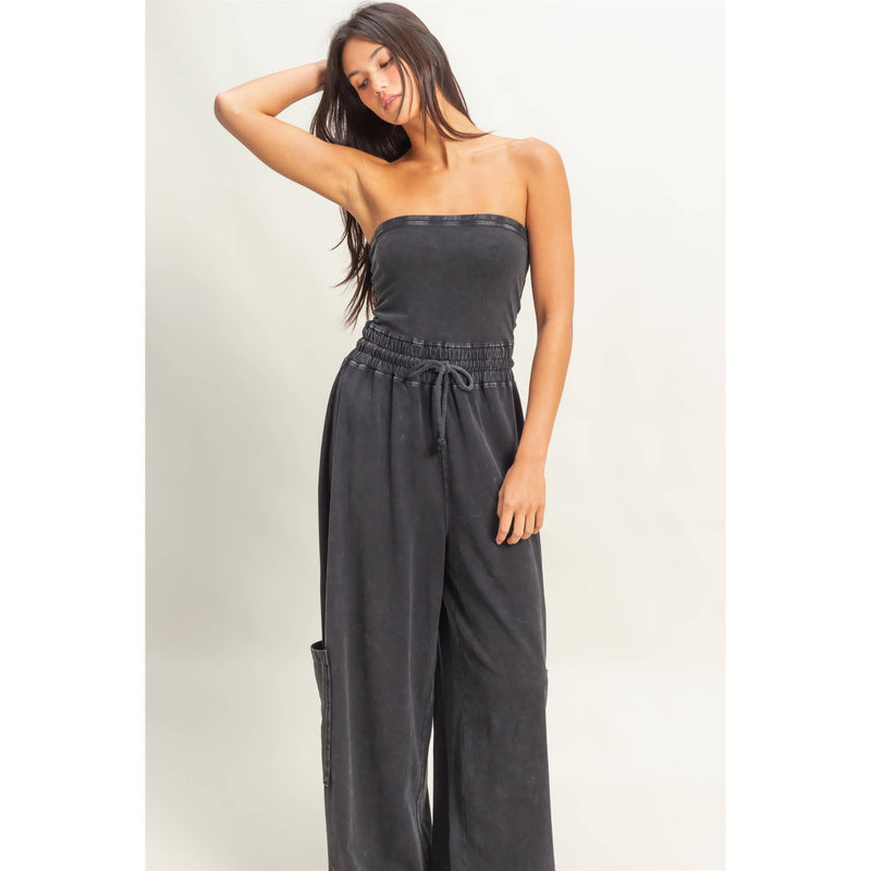 Tube Top Jumpsuit:BLACK