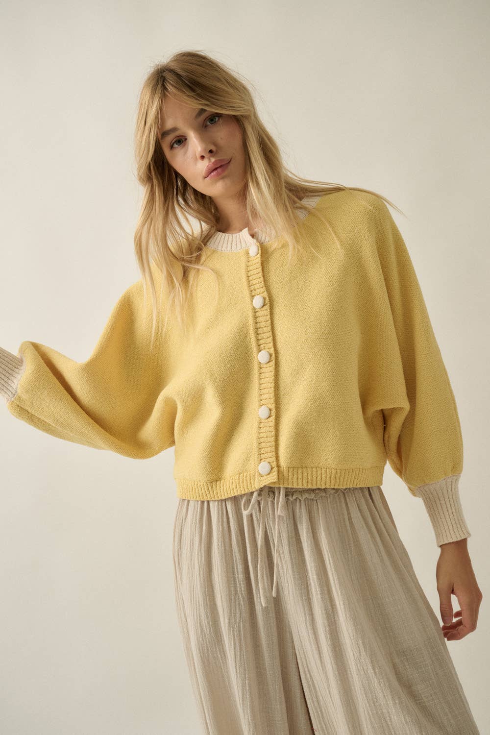 Butter Cream Dolman Cardigan: