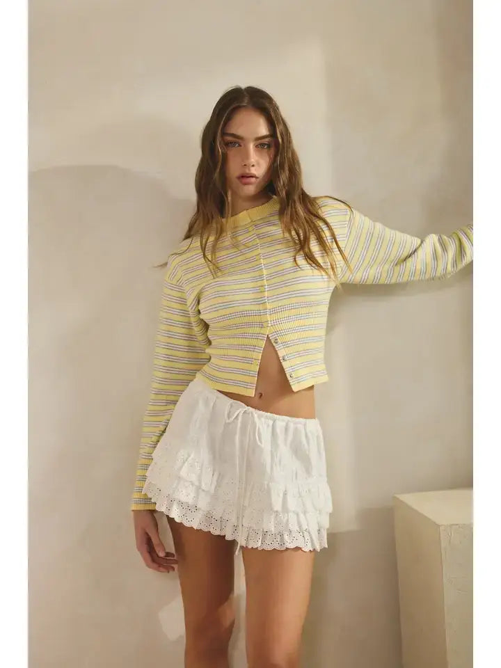 Jo Striped Snap Button Cardigan