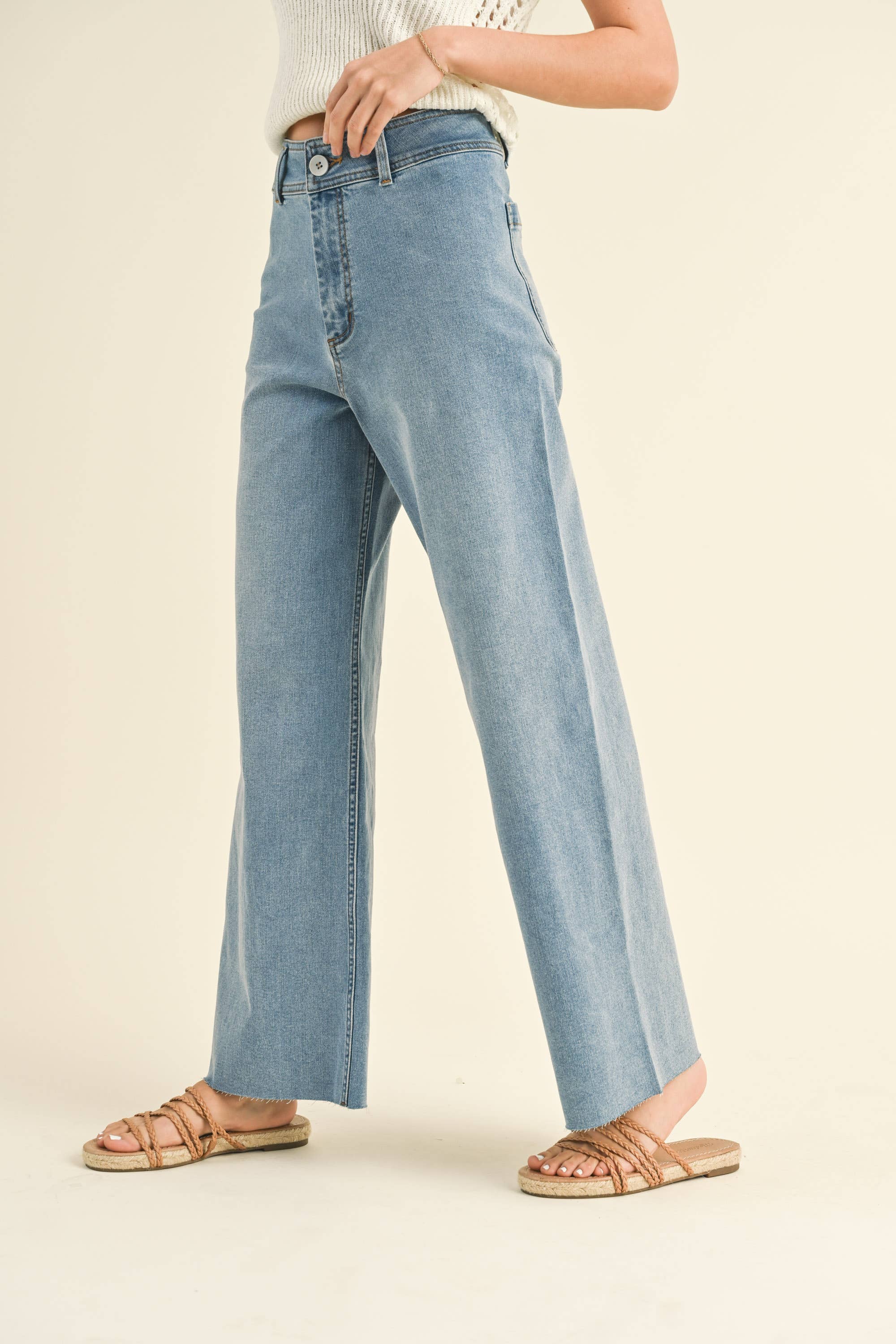 Wide Leg Denim Pants: Denim