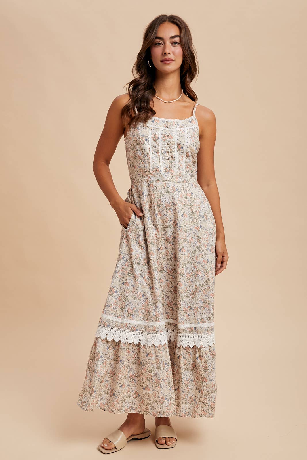Floral Lace MaxiI Dress: Lt. Blue