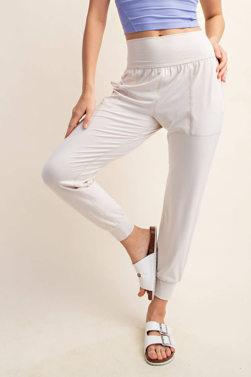 Butter Soft Joggers :White Pearl