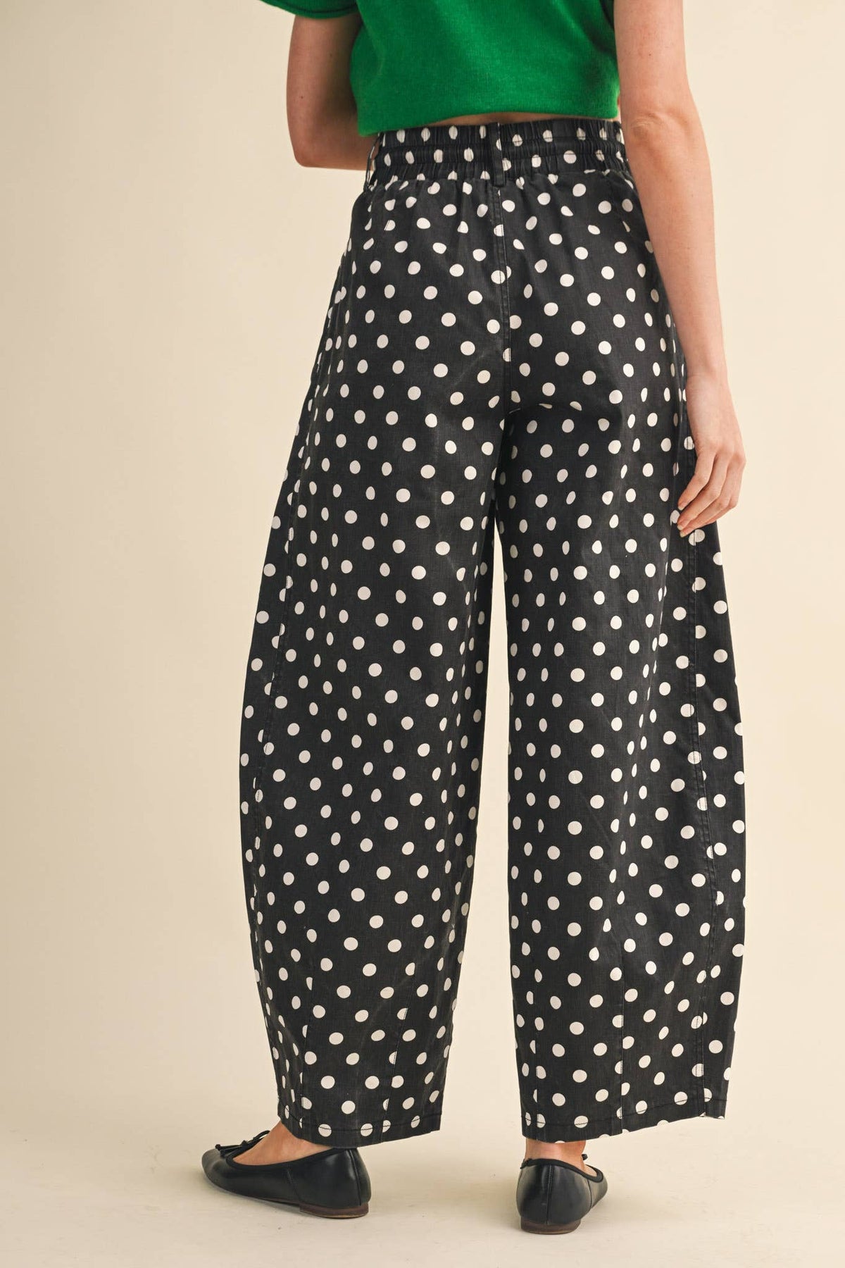 Polka Dot Barrel Pants Black