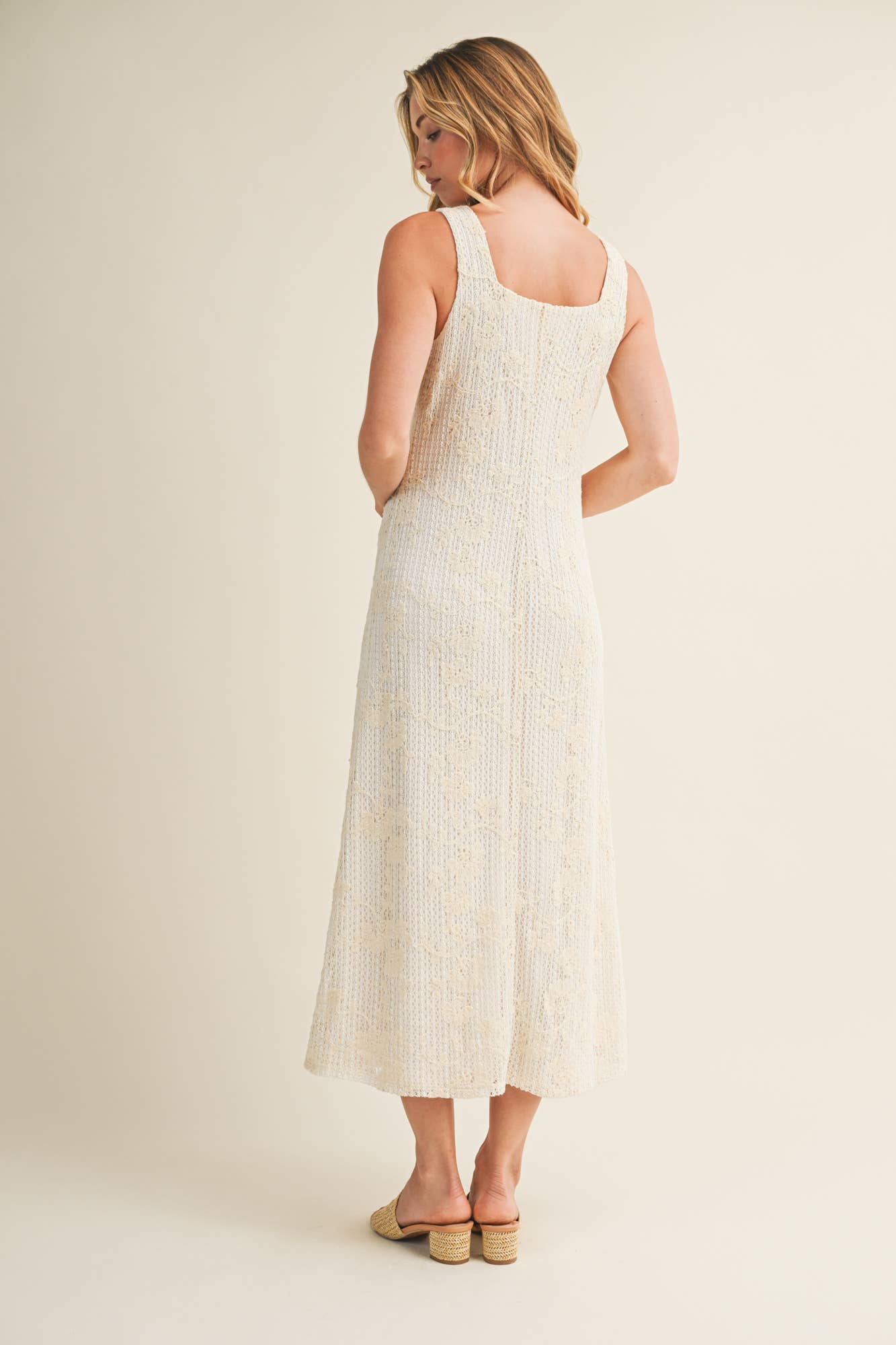 Square Neck Beaded Toggle Knit Dress