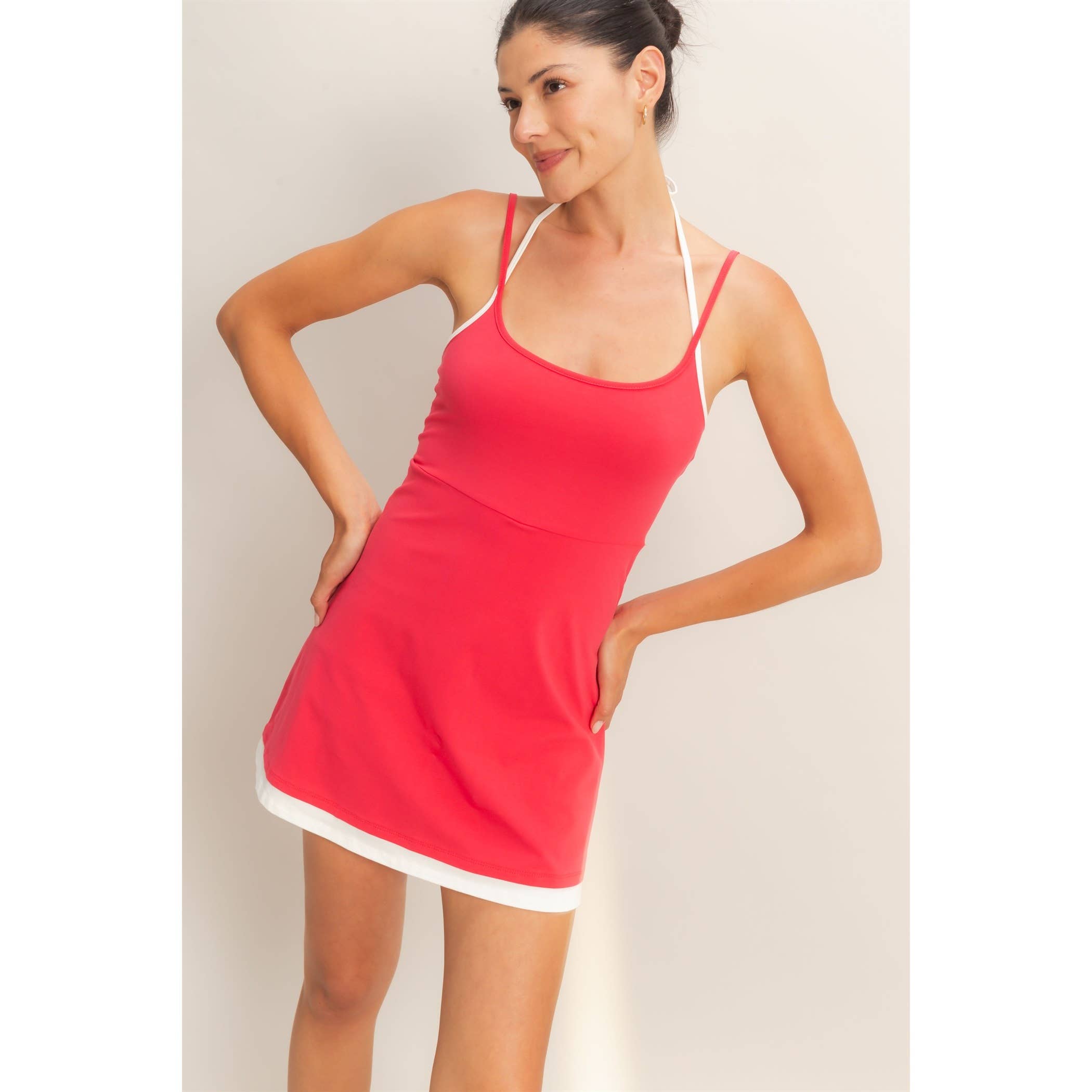 Athletic Mini Dress:Red