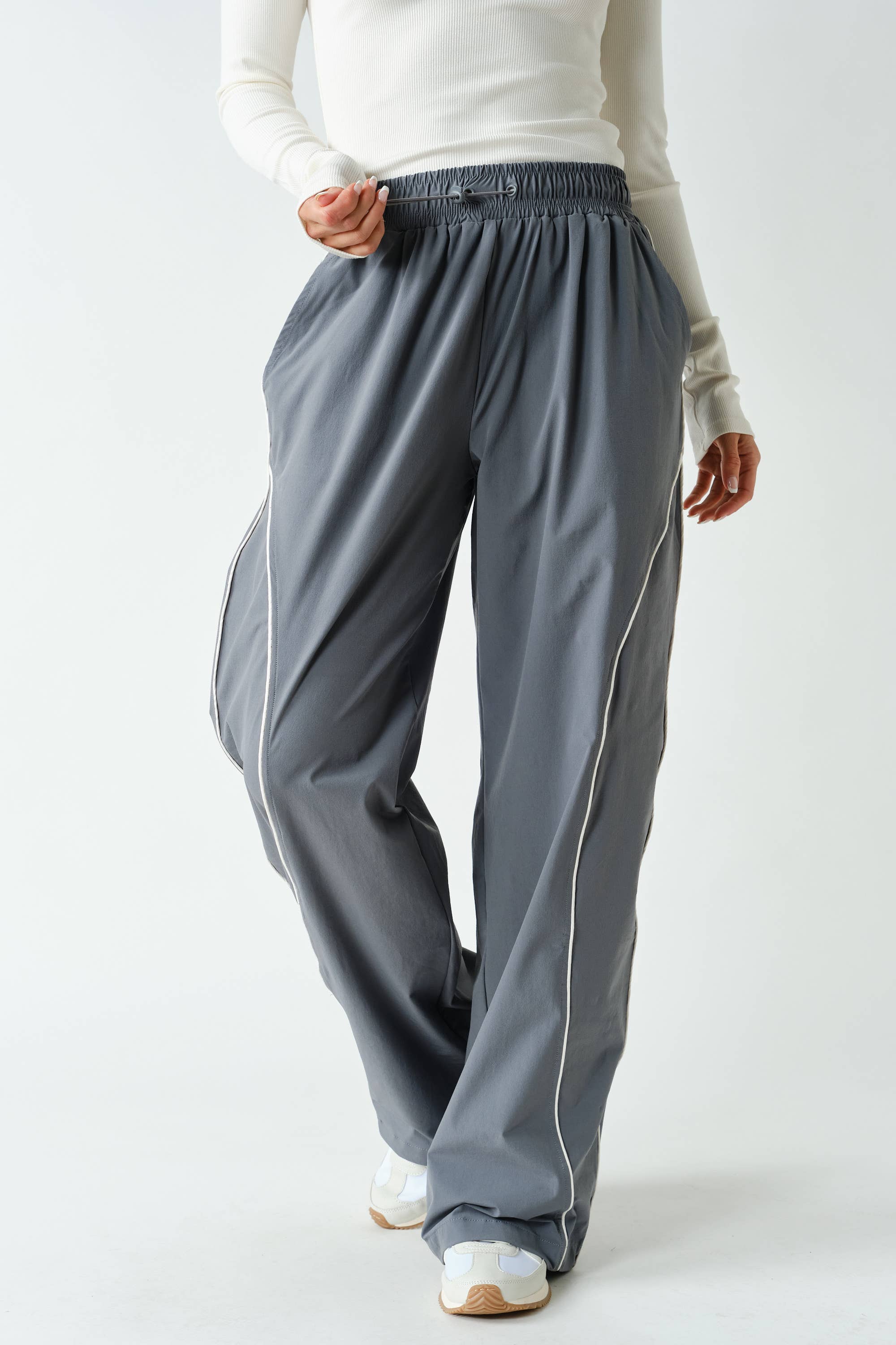 Curved Classic Track Pants: Graphite
