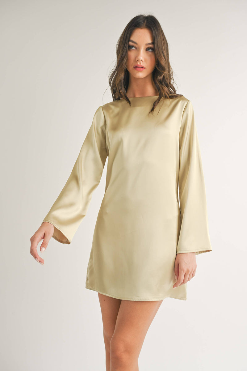 Boat Neck Satin Dress