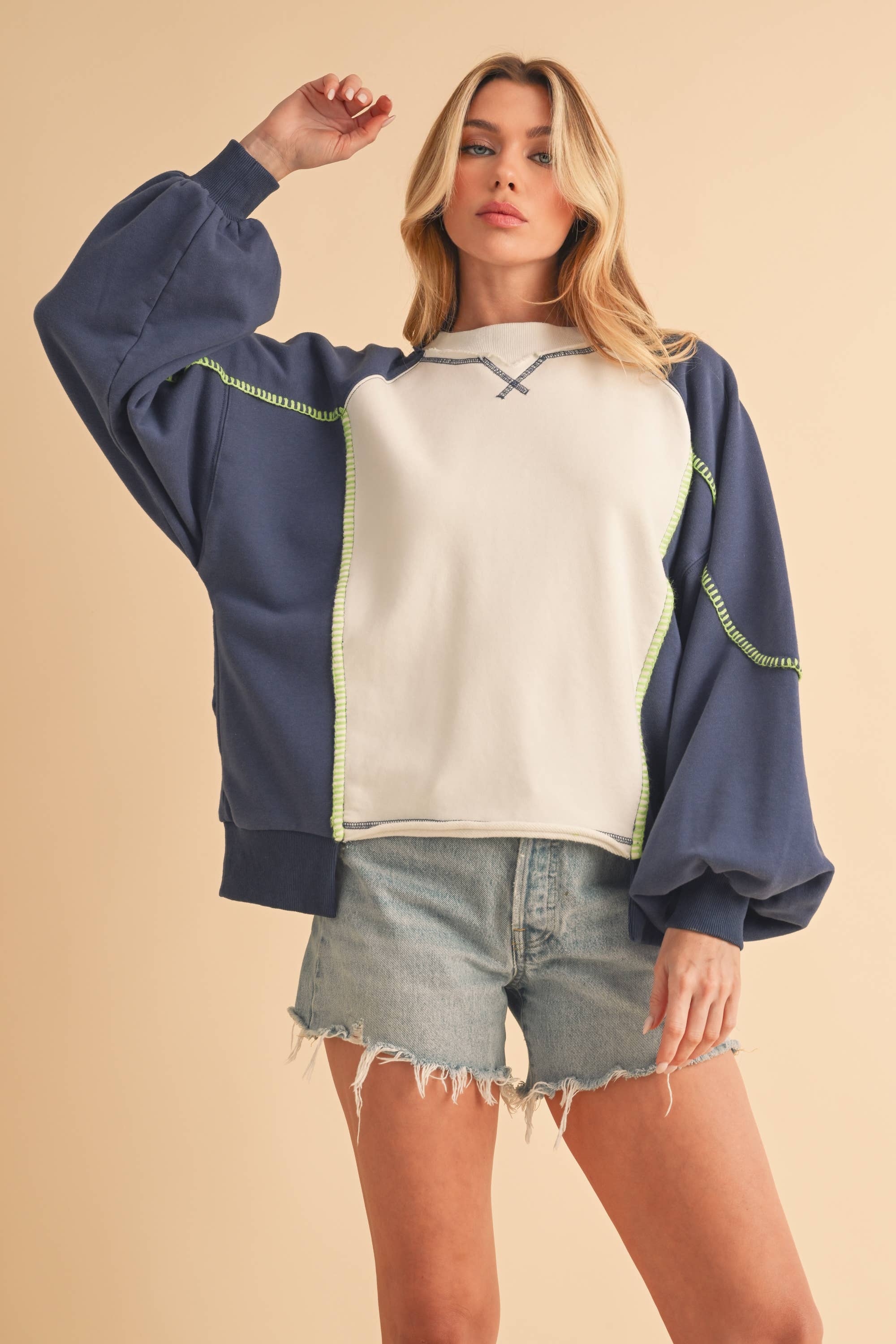 Nya Colorblock Sweater: Blue