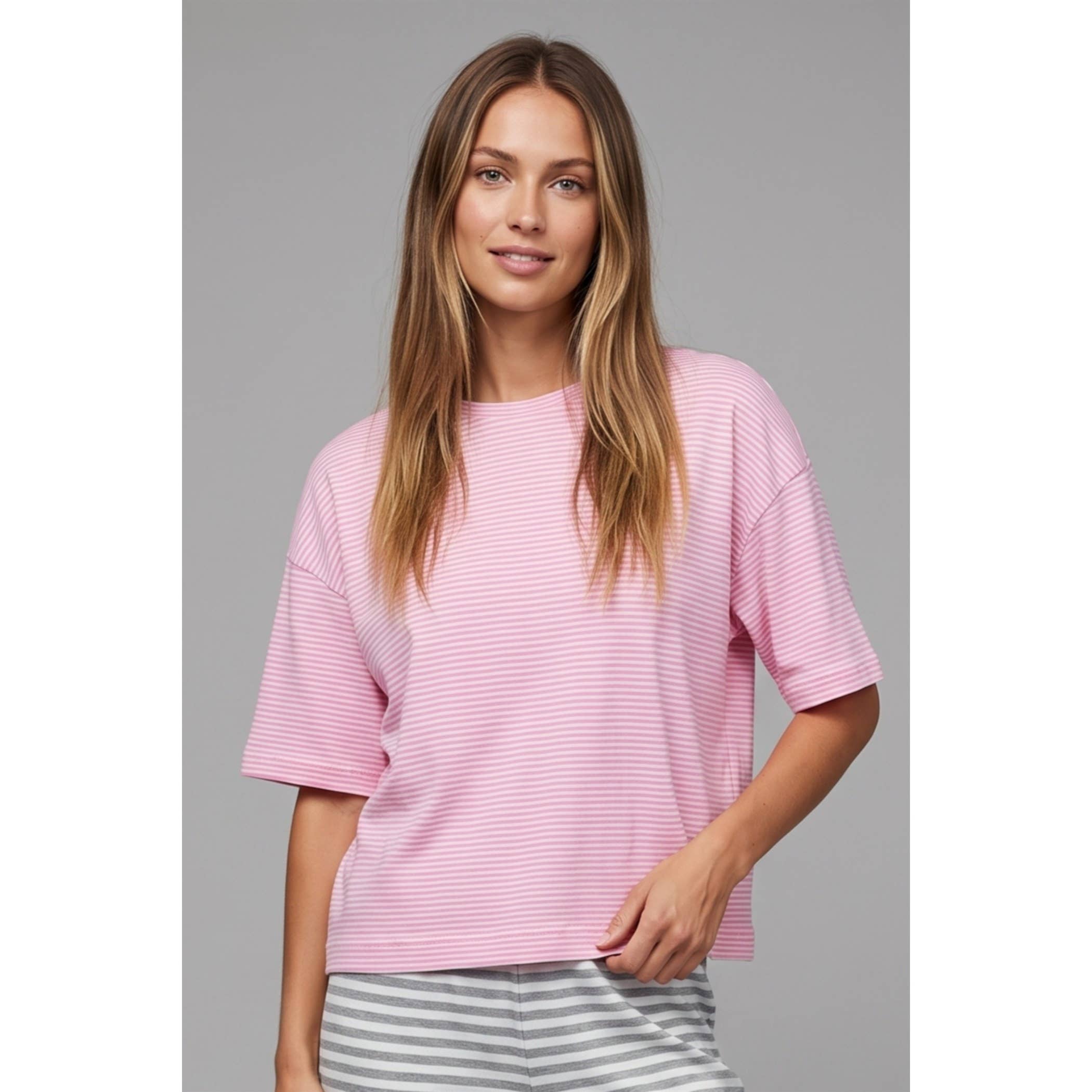 Oversized Striped Tee: Ballet