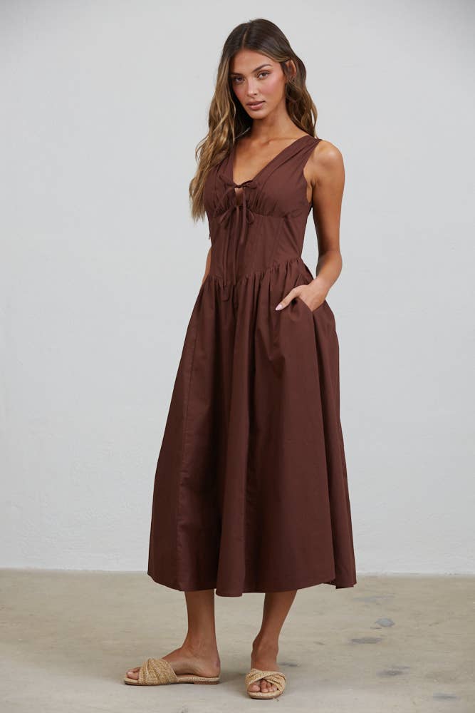 Rene Corset Poplin Midi Dress