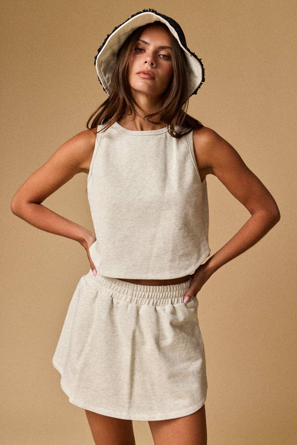 Kailee Tennis Skort Set: White Melange