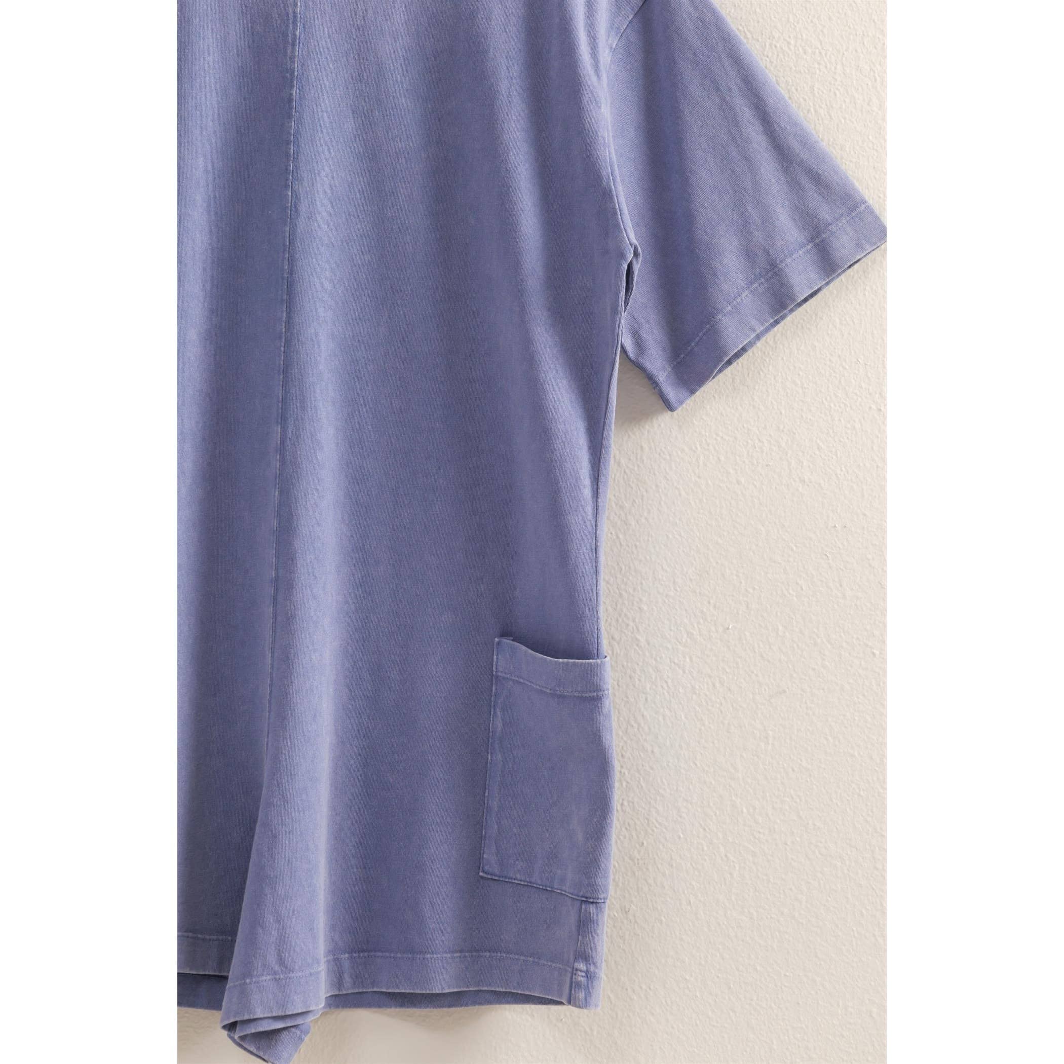 V-Back Romper:Dusty Indigo