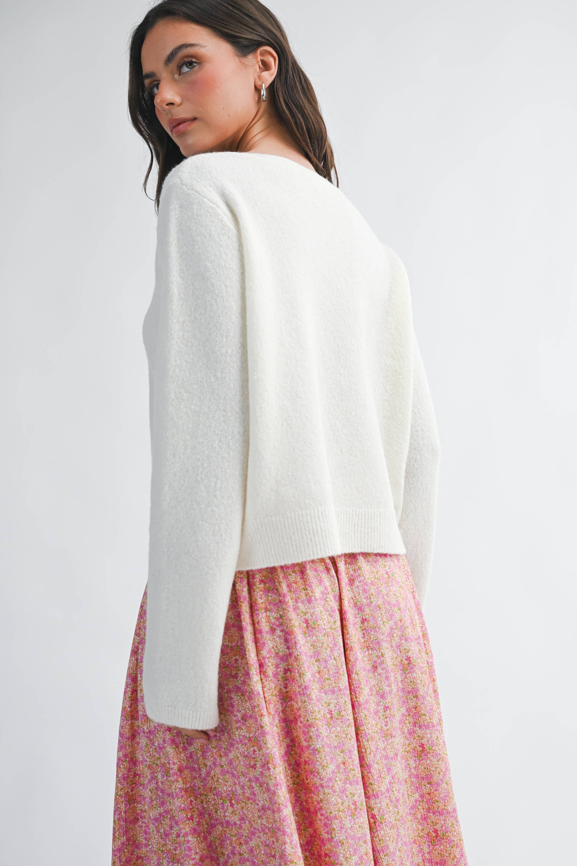 Button Cardigan: Cloud