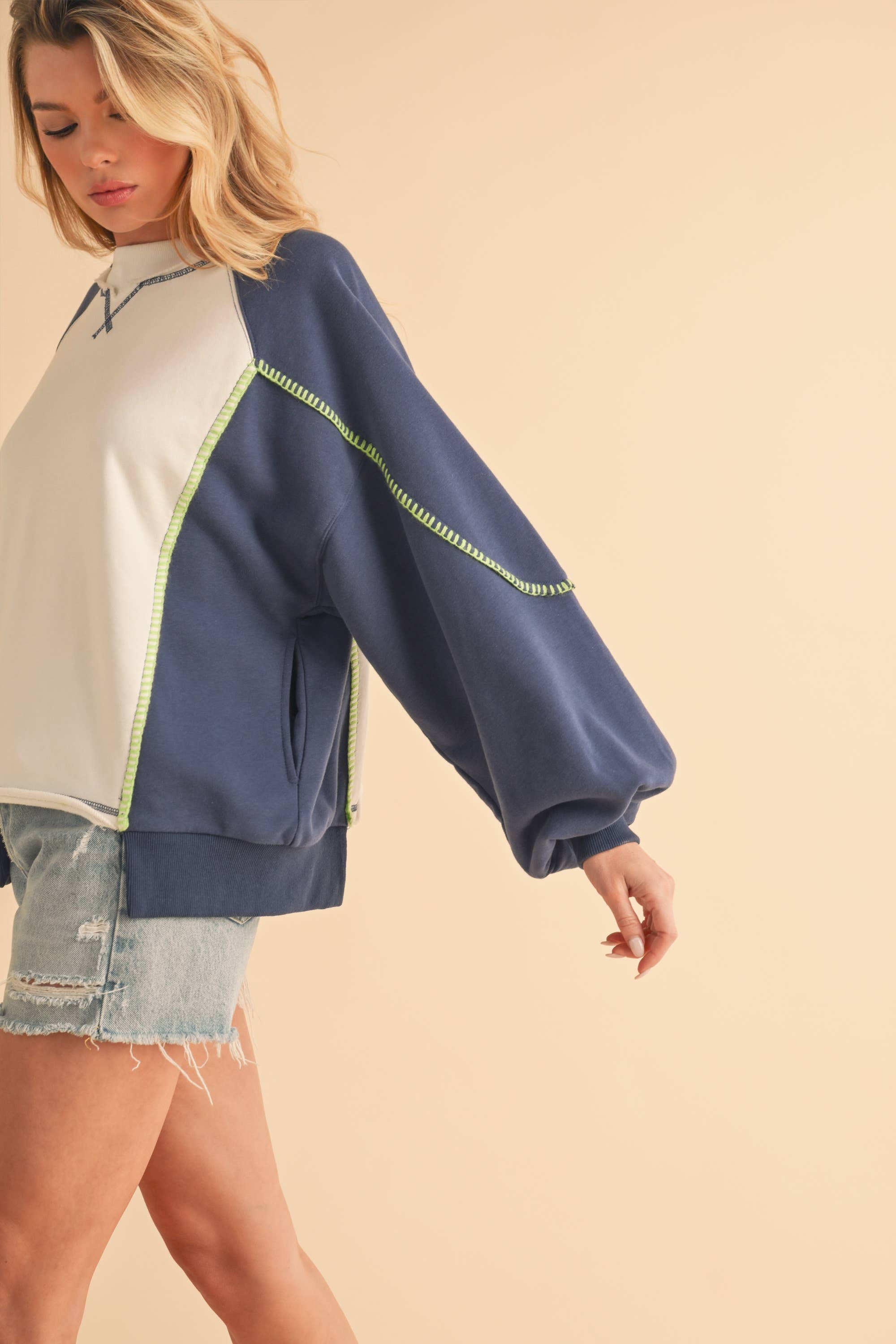 Nya Colorblock Sweater: Blue